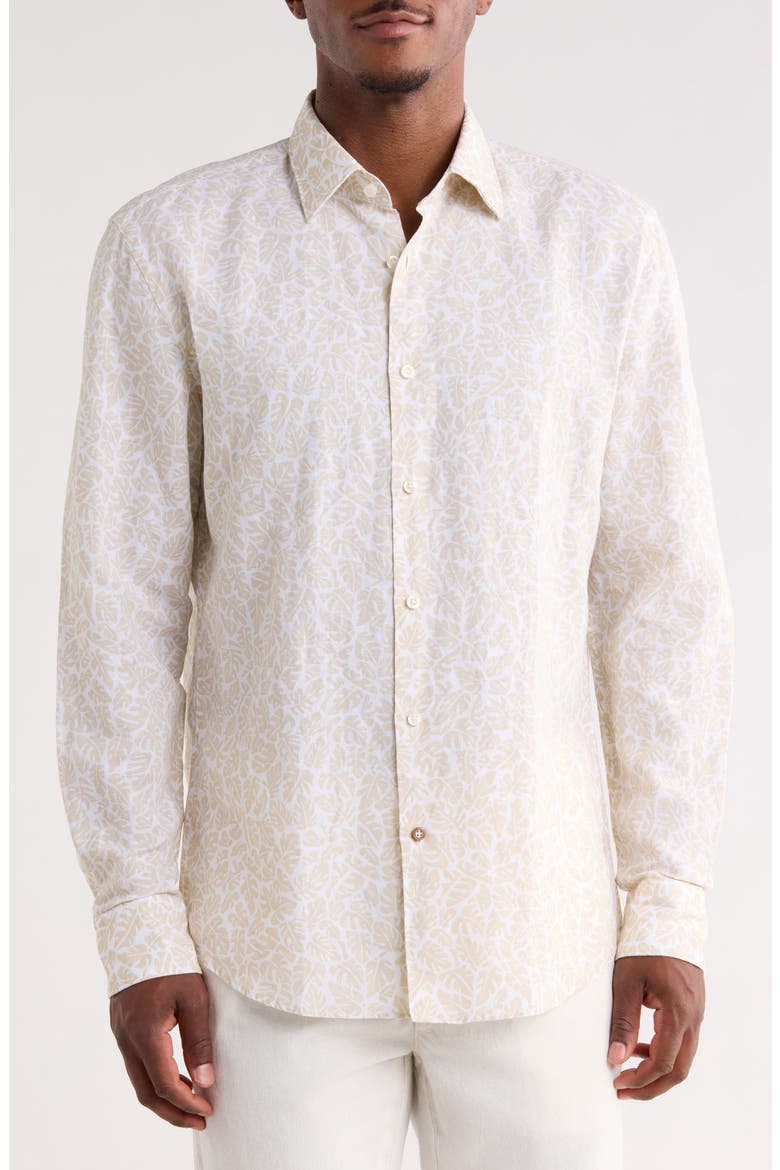 Hal Kent Casual Fit Linen & Cotton Blend Dress Shirt, Main, color, OPEN WHITE