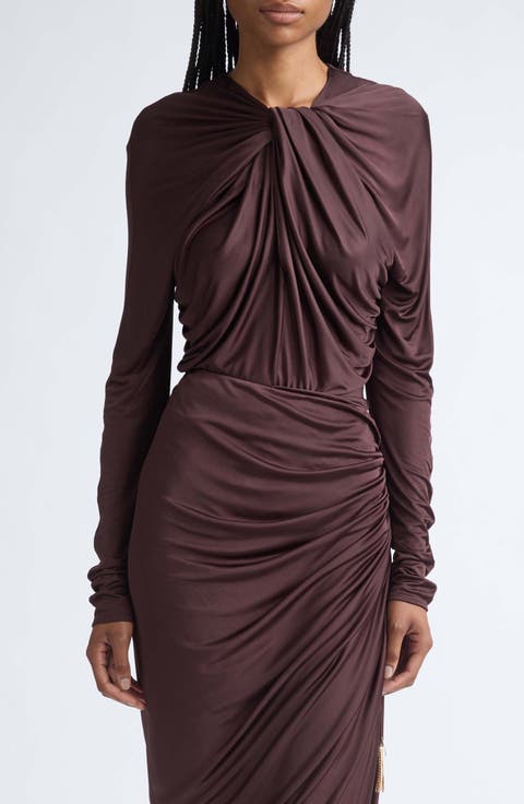Twist Detail Long Sleeve Viscose Jersey Bodysuit
