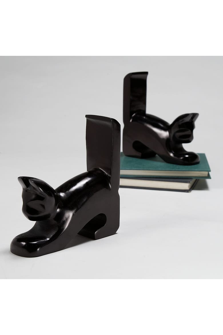 Playful Cat Bookends, Alternate, color, Tan