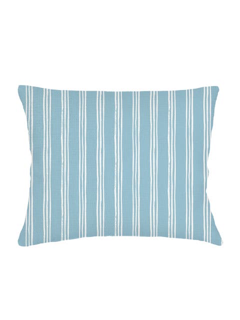 Ocean Drift Blue Stripe Linen Dutch Euro Pillow 28x36 with Down Alternative Insert