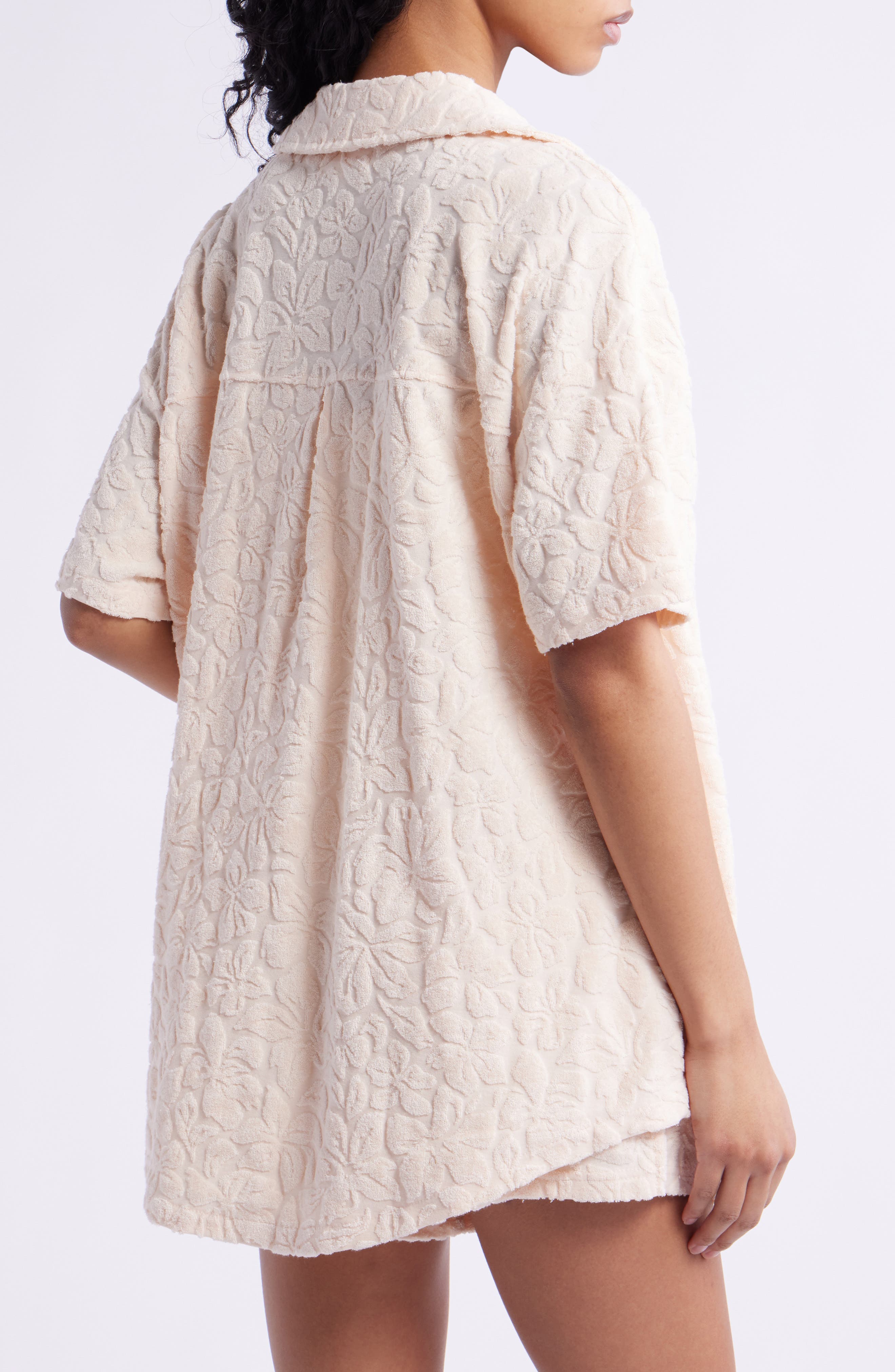 Las Dalias Short Sleeve Terry Button-Up Shirt - image 2