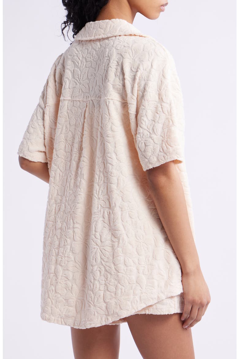Las Dalias Short Sleeve Terry Button-Up Shirt, Alternate, color, LILY