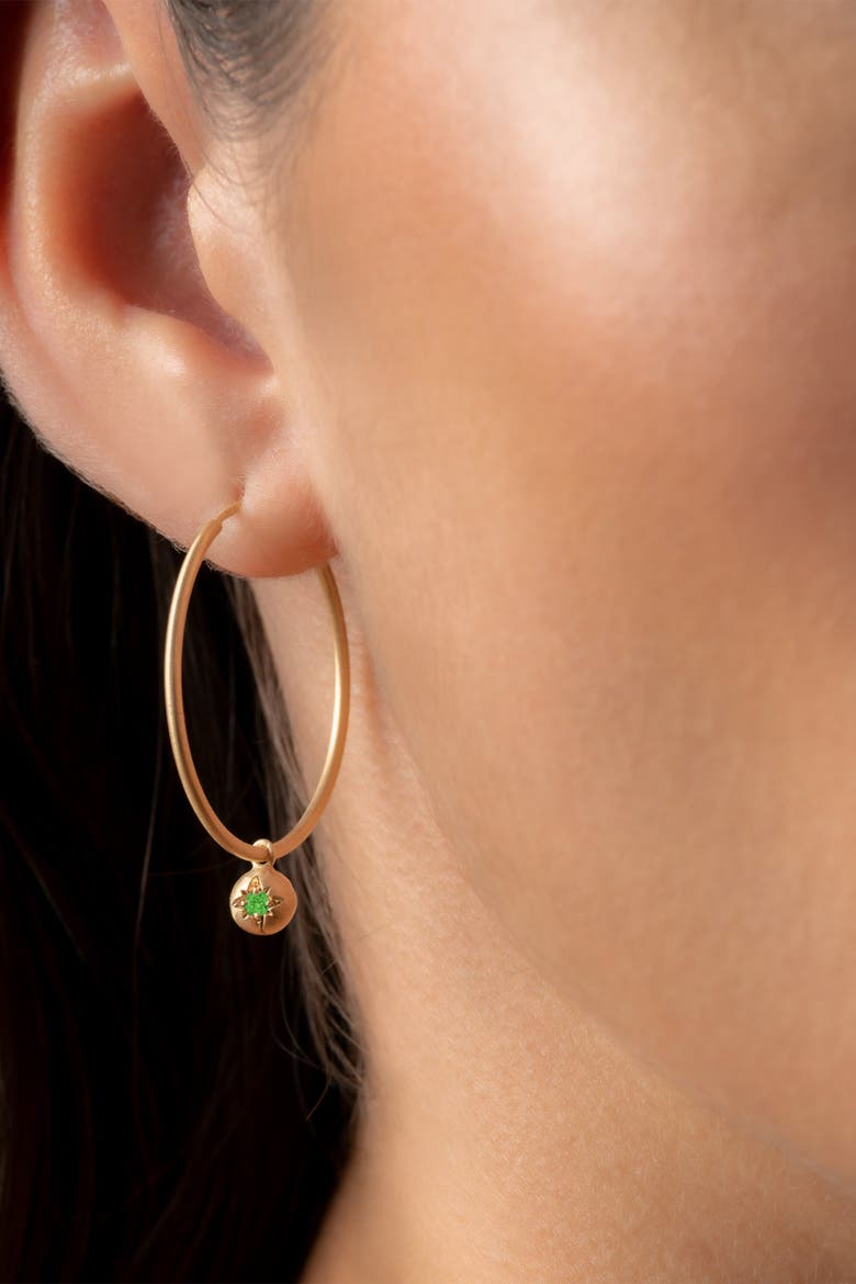 Moon Hoops Emerald. Handmade in Italy, Alternate, color, Emerald