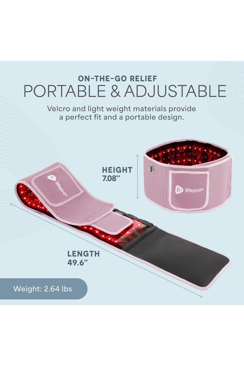 Allevared Red Light Therapy Belt  Infrared 660nm and 850nm lights, Alternate, color, Pink