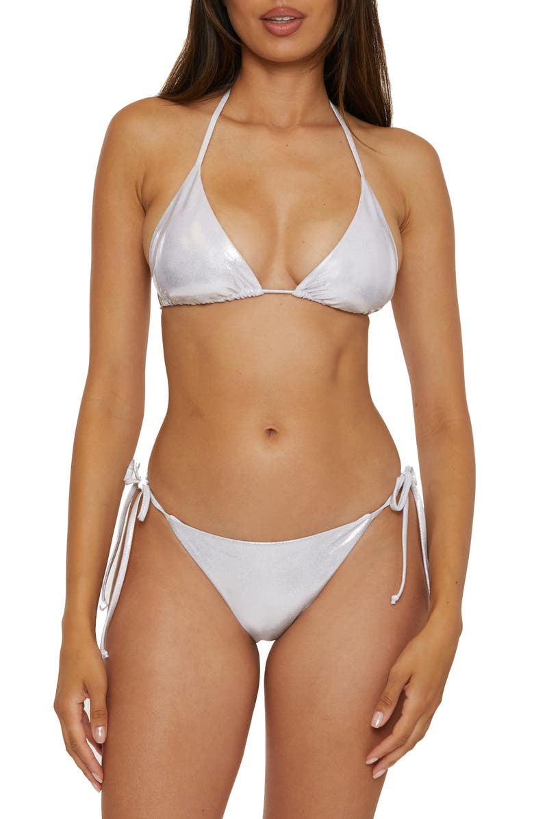 Becca Liquid Metal Side Tie Bikini Bottoms, Alternate, color, White