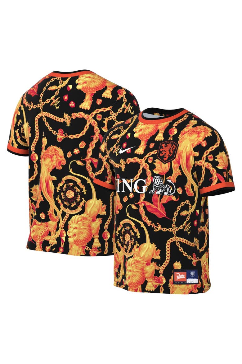 Men's Nike Black Netherlands National Team x Patta 2026 Dri-FIT Pre-Match Top, Main, color, Black