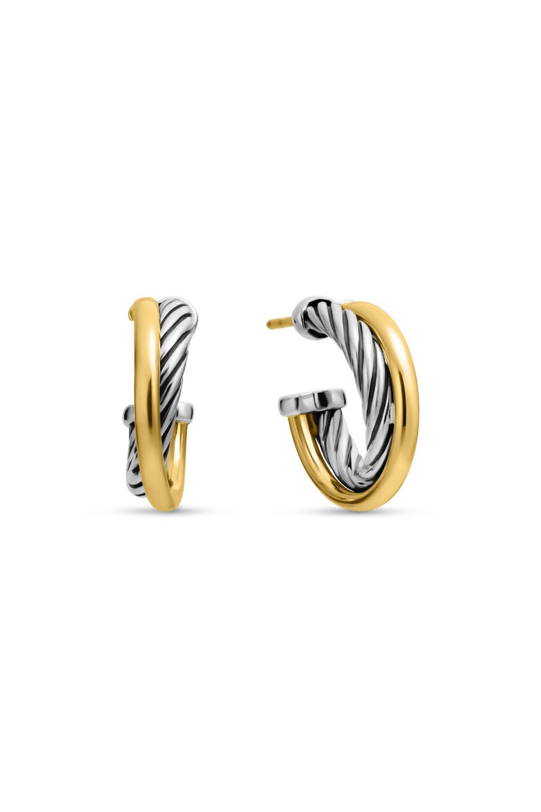 'Crossover' Extra-Small Hoop Earrings with Gold, Main, color, TWO TONE