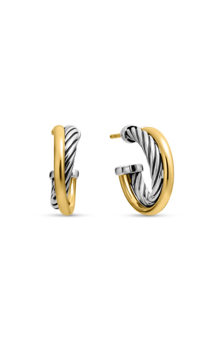 David Yurman 'Crossover' Extra-Small Hoop Earrings with Gold, Main, color, Two Tone