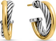 David Yurman 'Crossover' Extra-Small Hoop Earrings with Gold