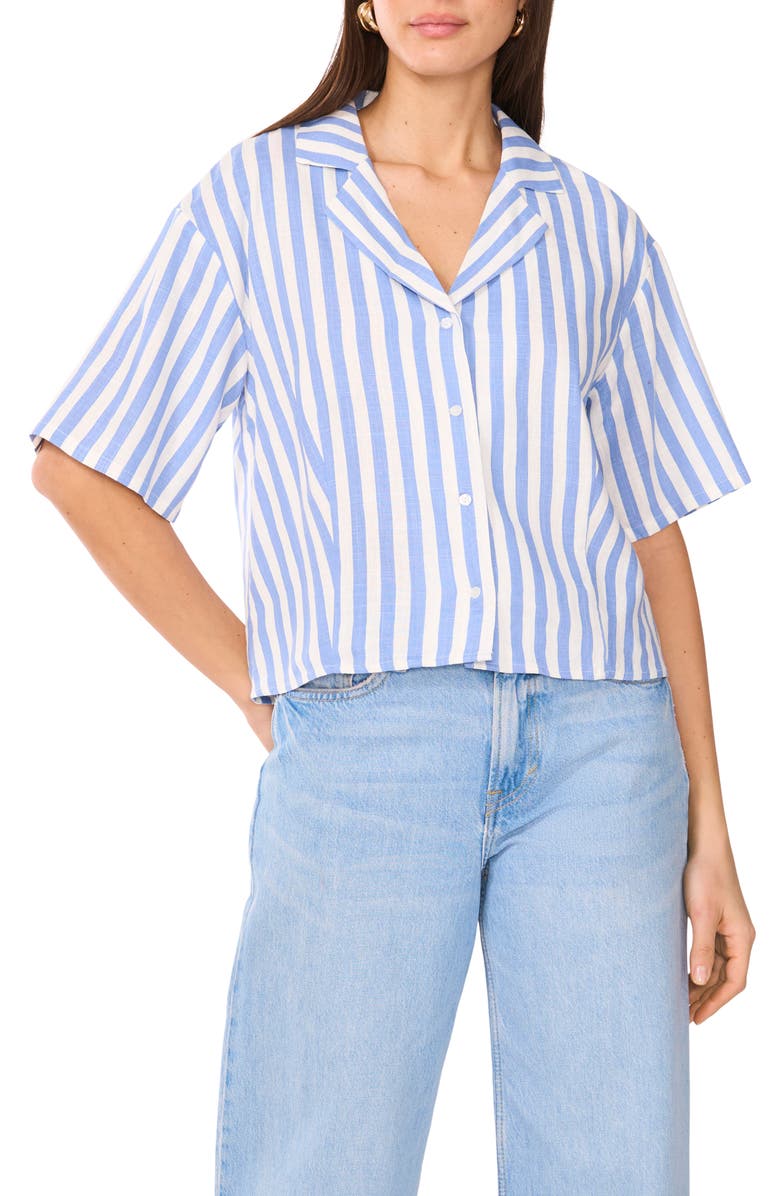 Vince Camuto Stripe Crop Button-Up Shirt, Main, color, 
