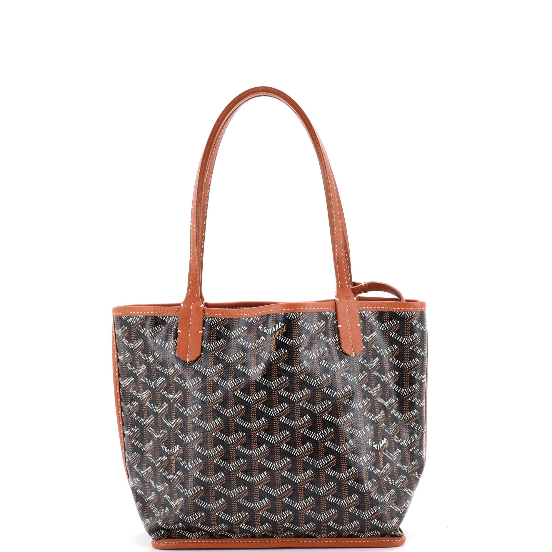 Pre-Owned Goyard Anjou Reversible Tote Coated Canvas Mini, Main, color, Brown