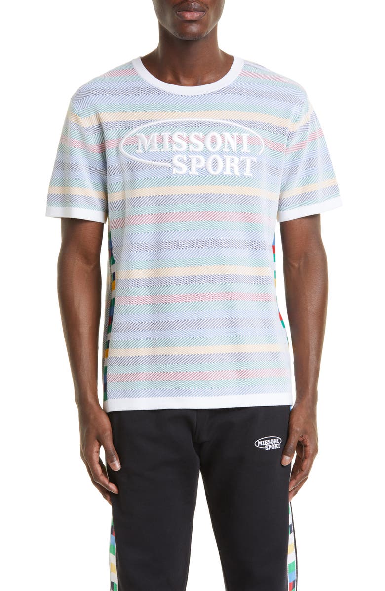 Missoni Logo Stripe Cotton T-Shirt, Main, color, 