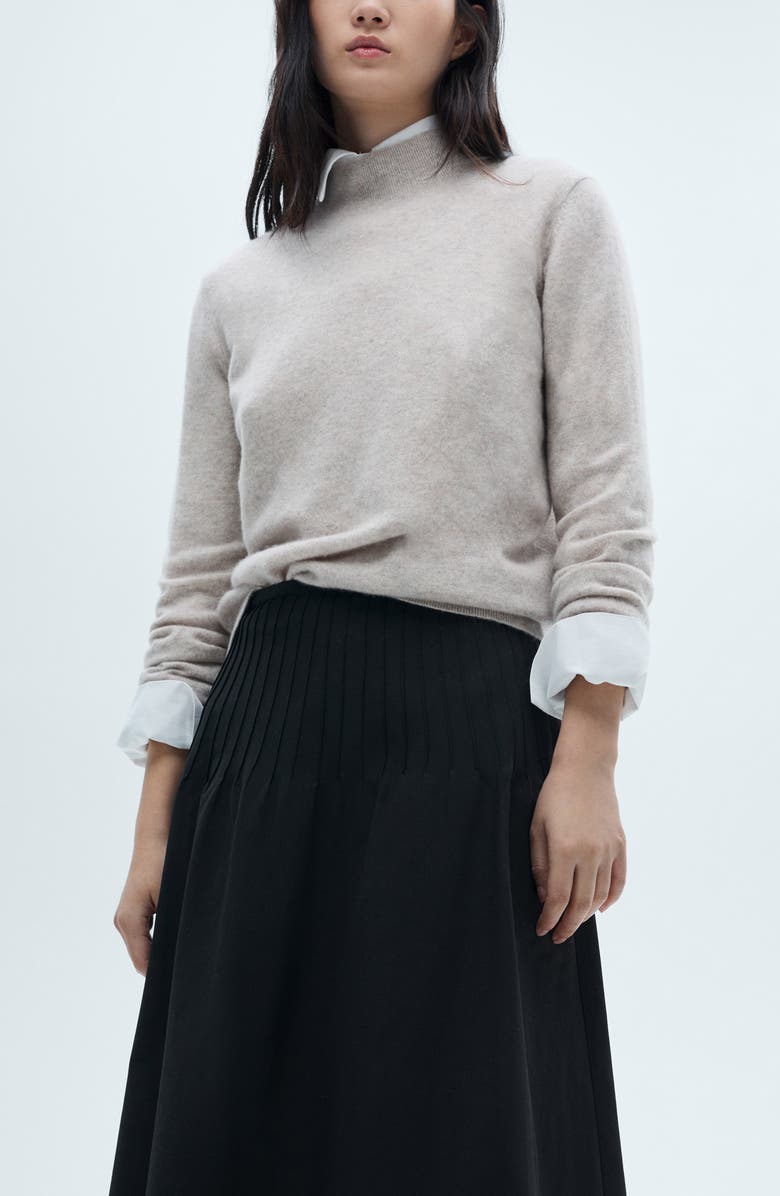 MANGO Pleated Detail Flared Skirt, Alternate, color,