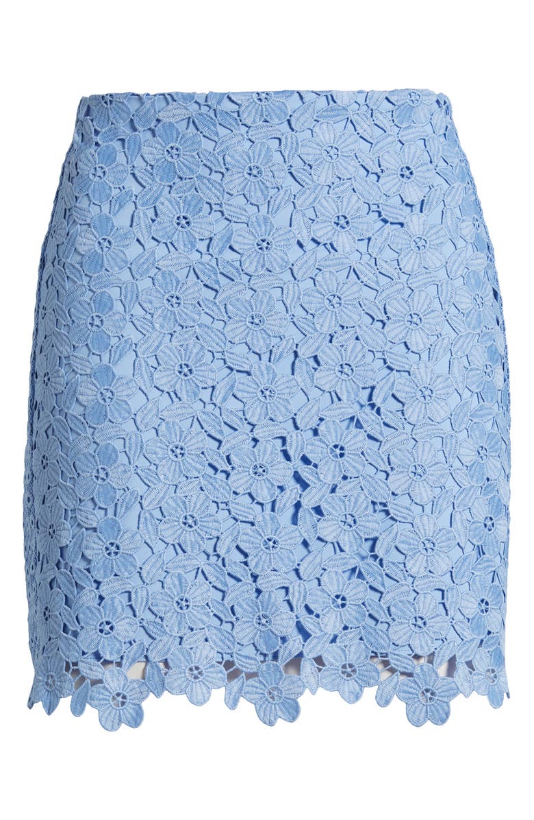 Milly Laura Floral Lace Skirt, Alternate, color, Sky Blue