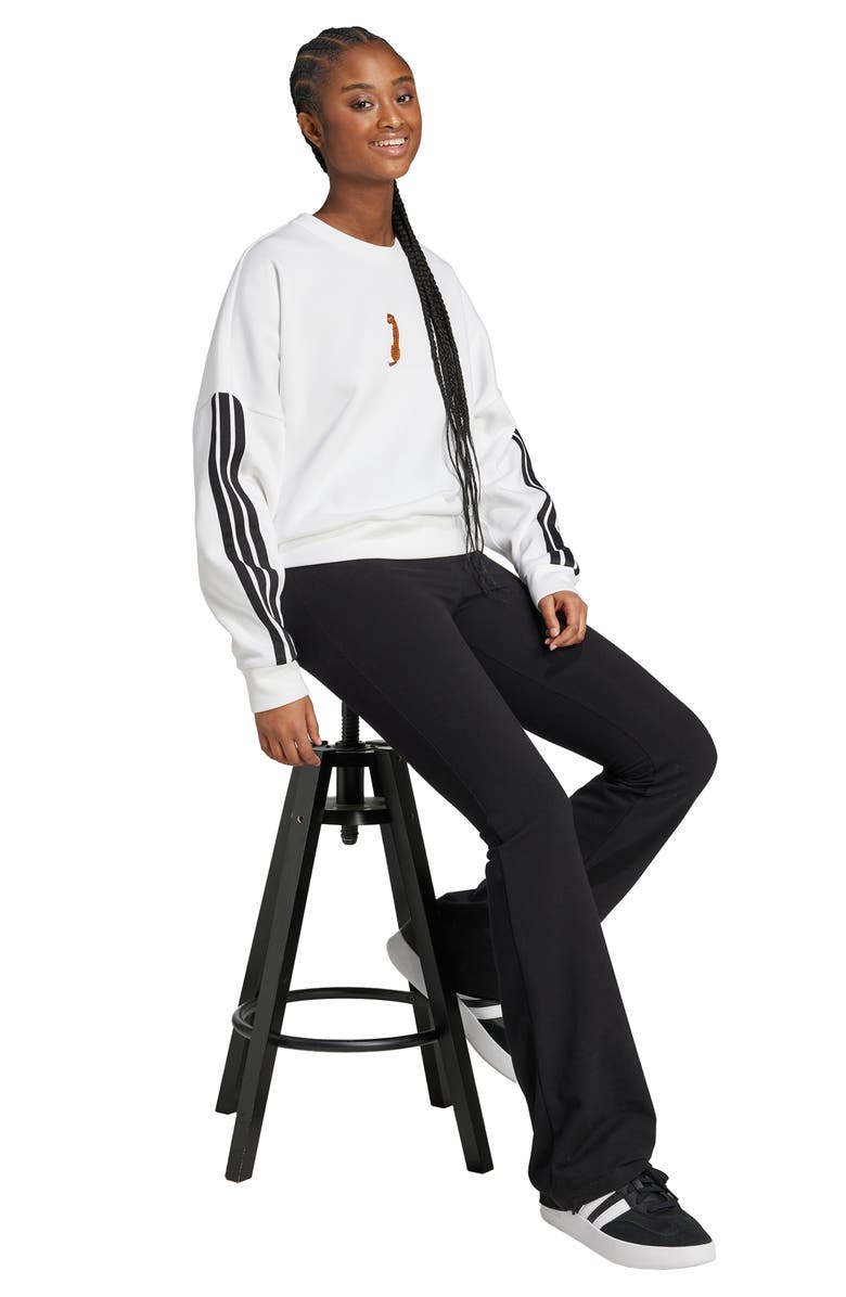 adidas Leopard Embroidered Sweatshirt, Alternate, color, White