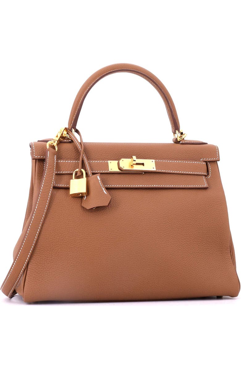 Pre-Owned Hermes Kelly Handbag Brown Togo with Gold Hardware 28, Alternate, color, Gold