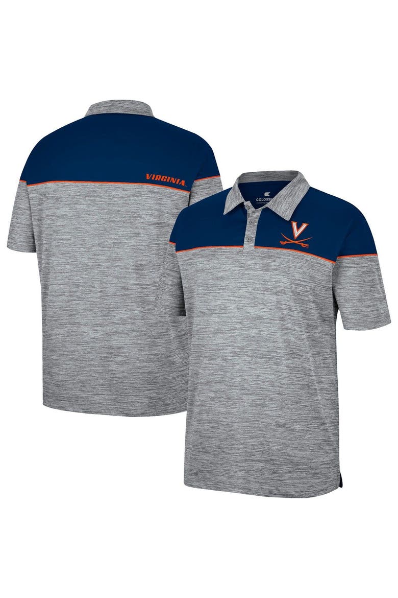 Men's Colosseum Heathered Gray/Navy Virginia Cavaliers Birdie Polo, Main, color, Heather Gray