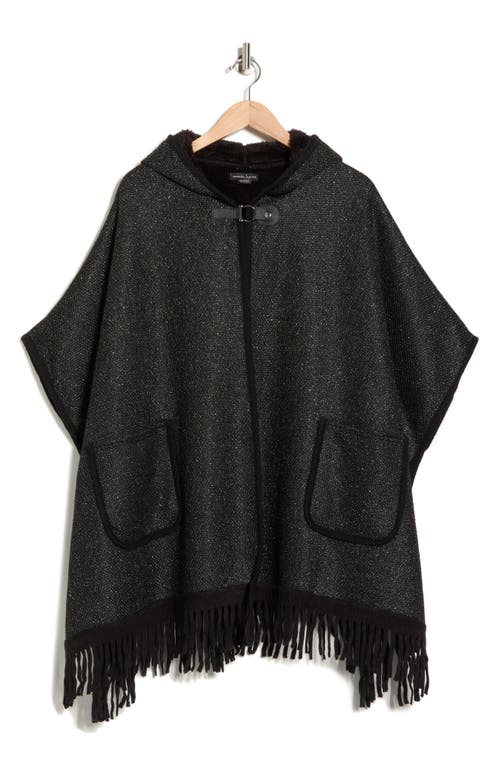 Nanette Lepore Hooded Jacquard Ruana In Black
