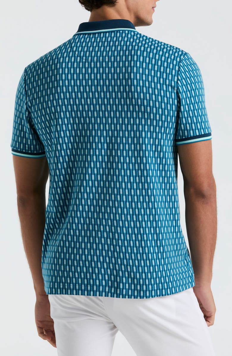 Original Penguin Geometric Jacquard Tipped Zip Polo, Alternate, color, Mosaic Blue