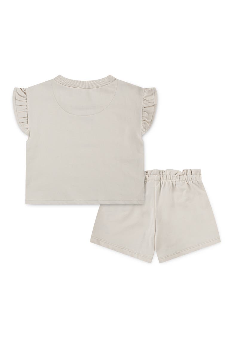 French Terry T-Shirt and Shorts Set, Alternate, color, LIGHT OREWOOD BROWN
