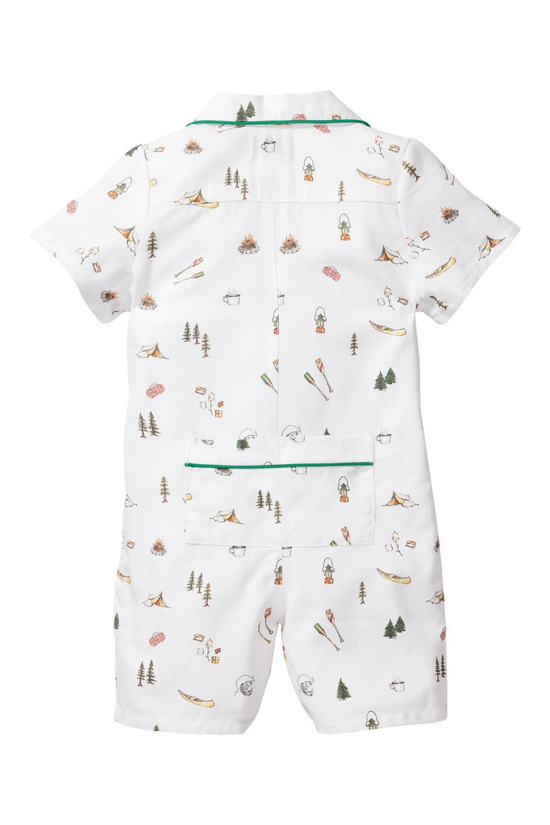 Piped Cotton Blend One-Piece Pajamas, Alternate, color, WHITE