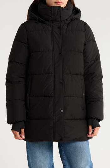 Bcbgeneration Water Resistant Hooded Puffer Jacket In Black