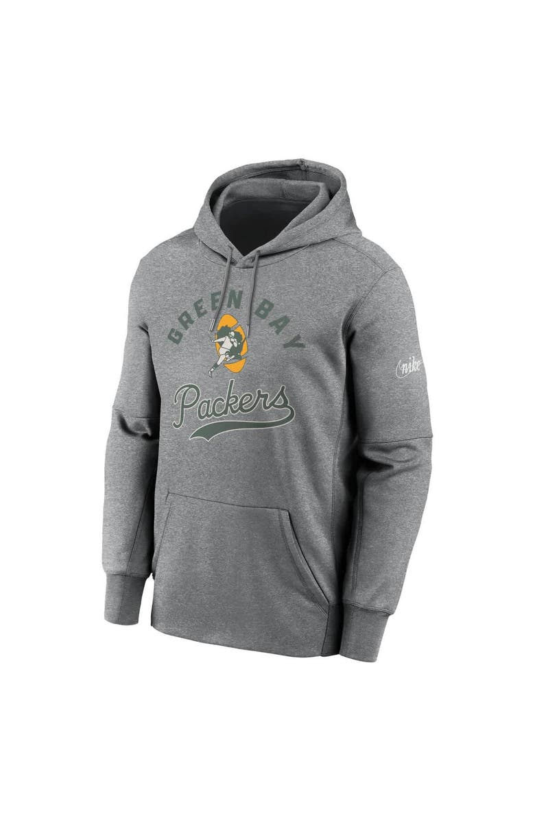 Nike Men's Nike Heather Gray Green Bay Packers Performance Fleece Pullover Hoodie, Alternate, color, 