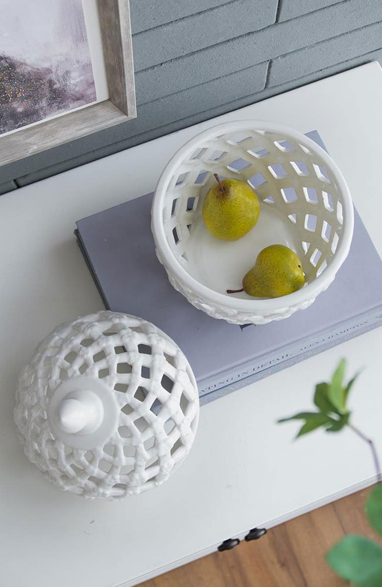 A & B Home Ballas Bird Large Lidded Jar, Alternate, color, White