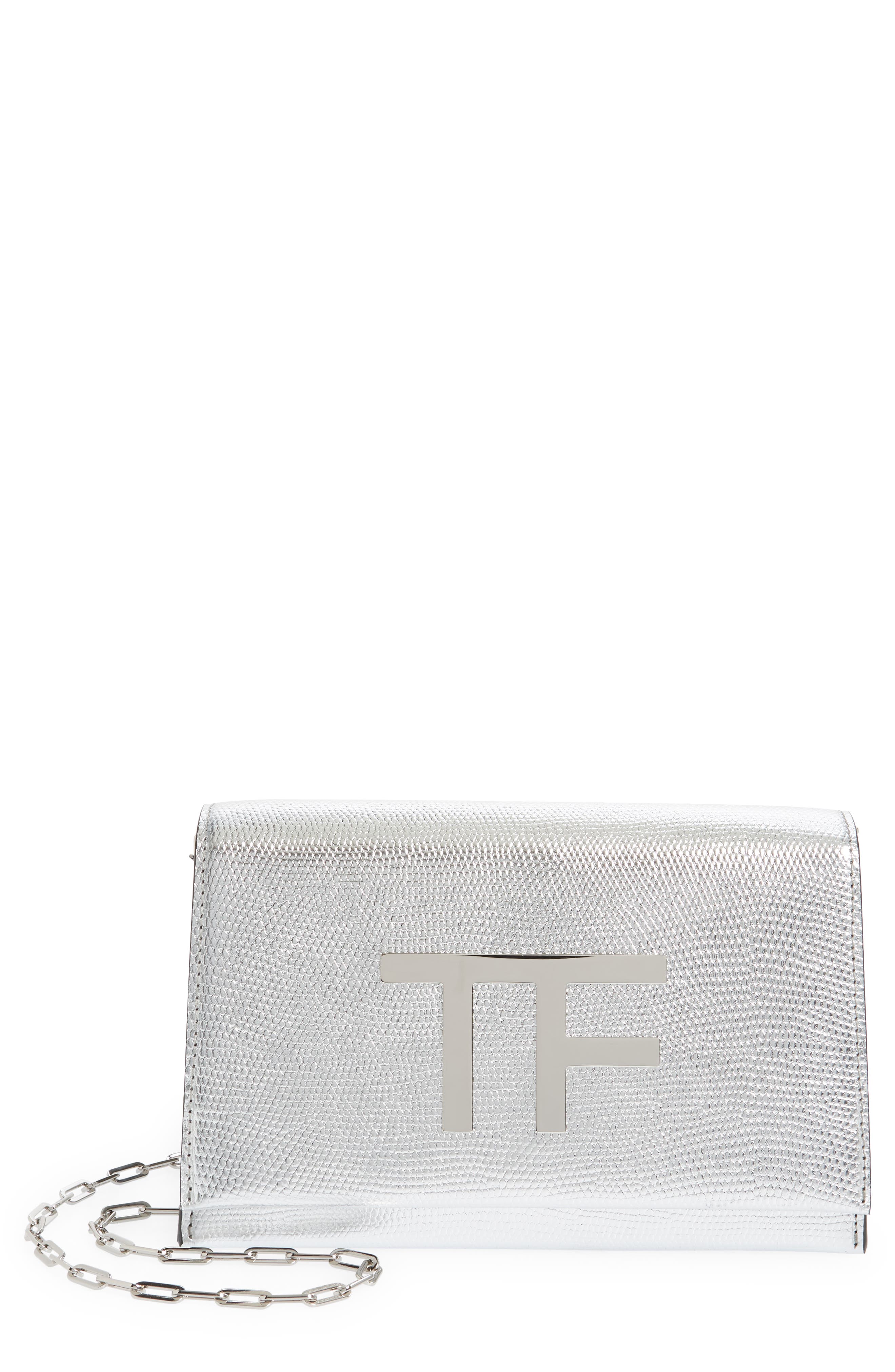 TOM FORD Disco Lizard Embossed Metallic Leather Crossbody Bag, Main, color, 