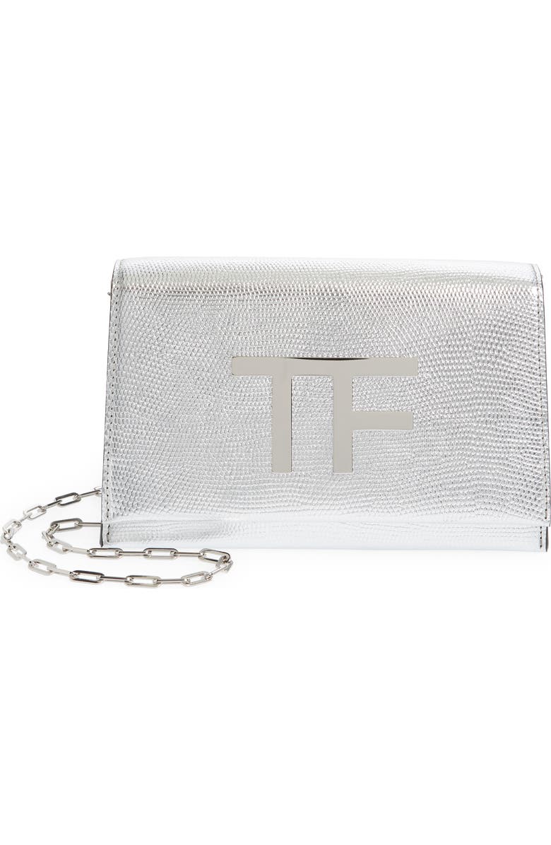 TOM FORD Disco Lizard Embossed Metallic Leather Crossbody Bag, Main, color,