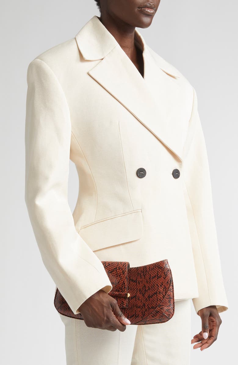 Jimmy Choo Bar Slim Snakeskin Embossed Leather Clutch, Alternate, color,