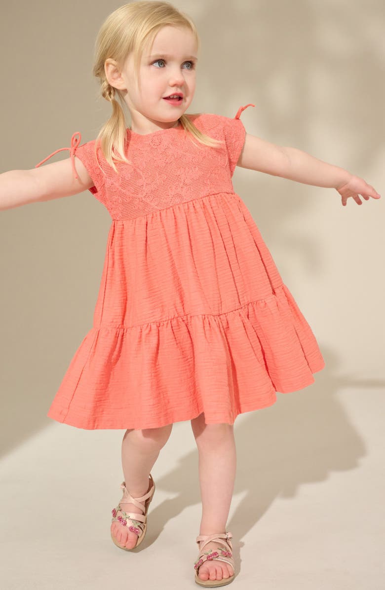 NEXT Kids' French Lace Tiered Stretch Cotton Party Dress, Alternate, color, Pink