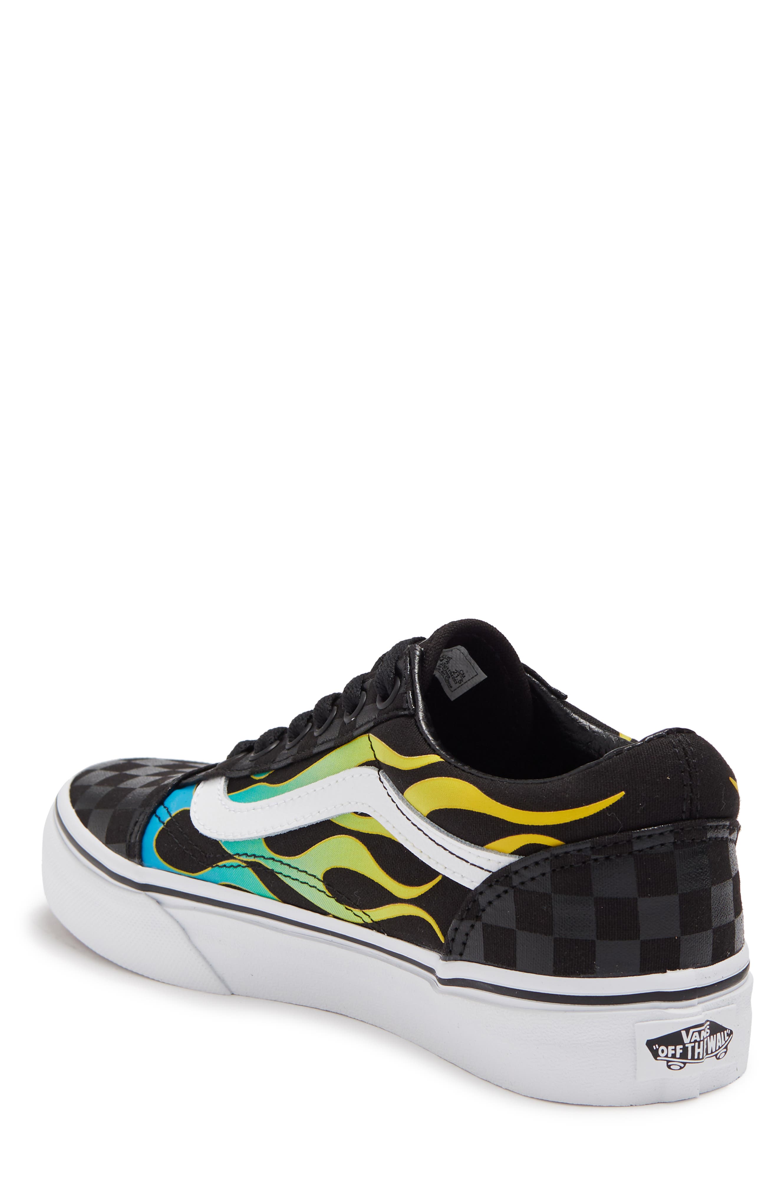 Old Skool Flow Flame Sneaker, Alternate, color, GLOW FLAME BLK/ TRUE WHT