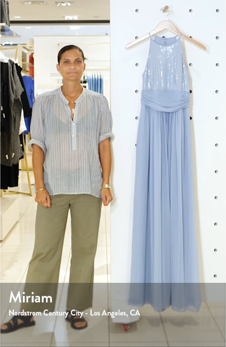 Sequin Open Back Chiffon A-Line Gown, sales video thumbnail