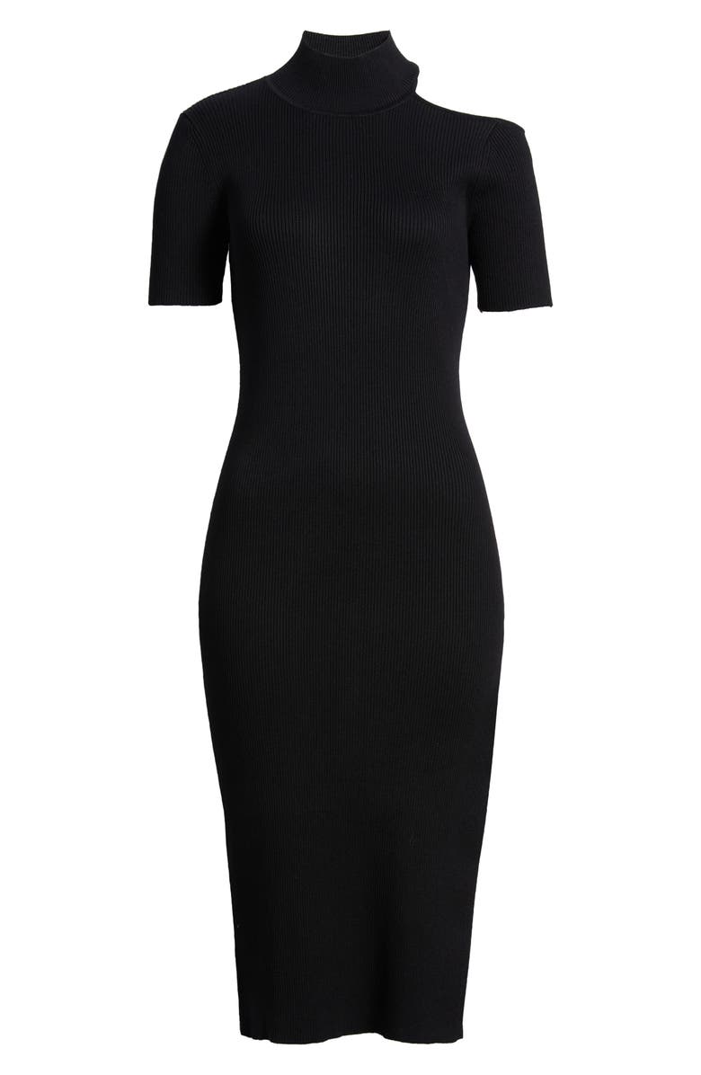 Sam Edelman Cutout Shoulder Rib Sweater Dress, Alternate, color, Black