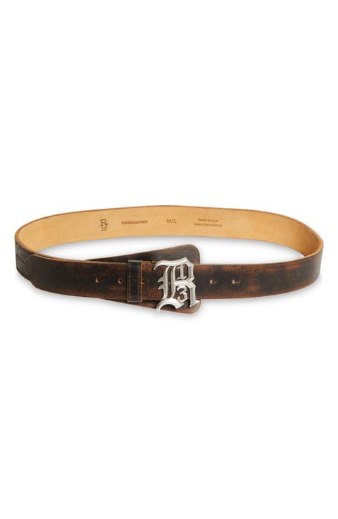 Logo Buckle Leather Belt