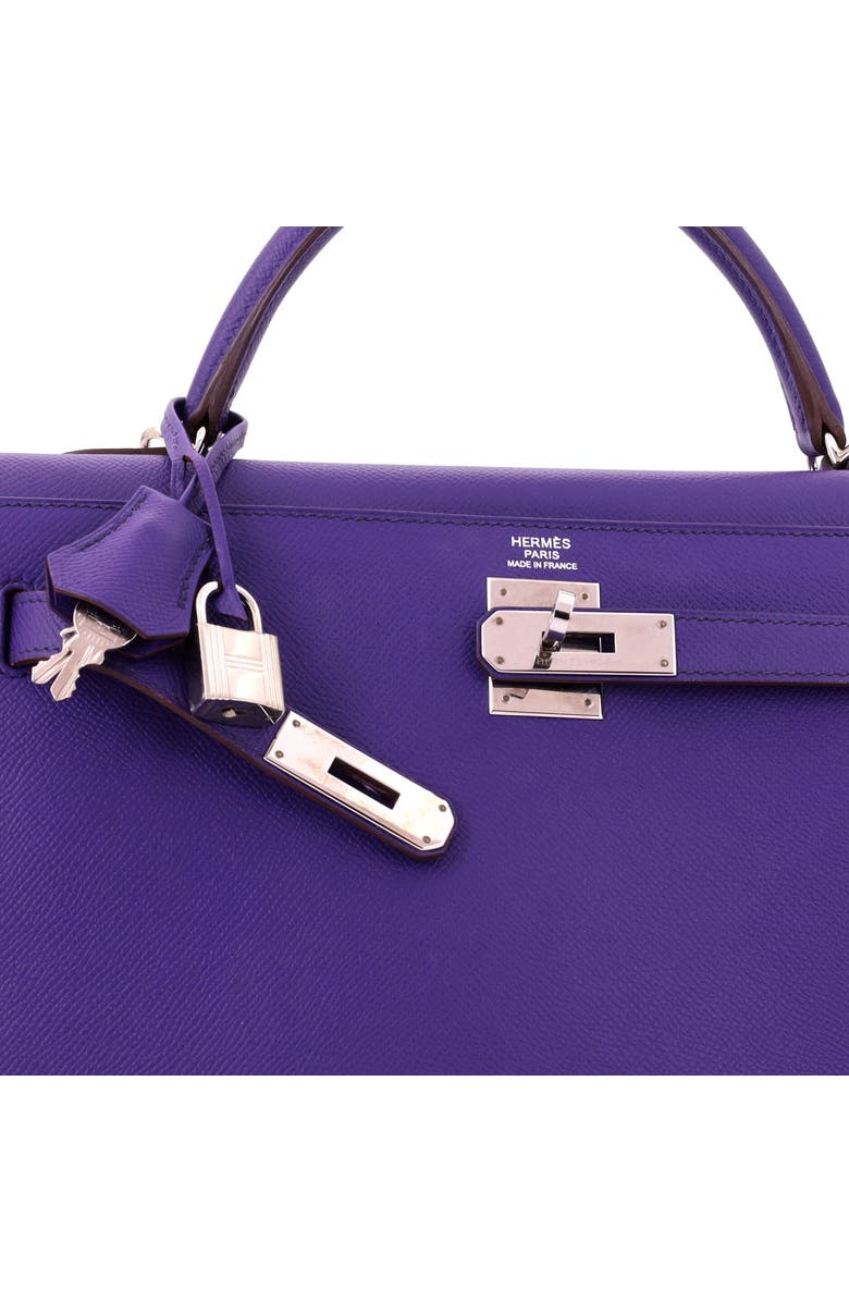 Pre-Owned Hermes Kelly Handbag Purple Epsom with Palladium Hardware 32, Alternate, color, Crocus
