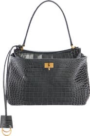 Balenciaga Small Rodeo Croc Embossed Leather Top Handle Bag