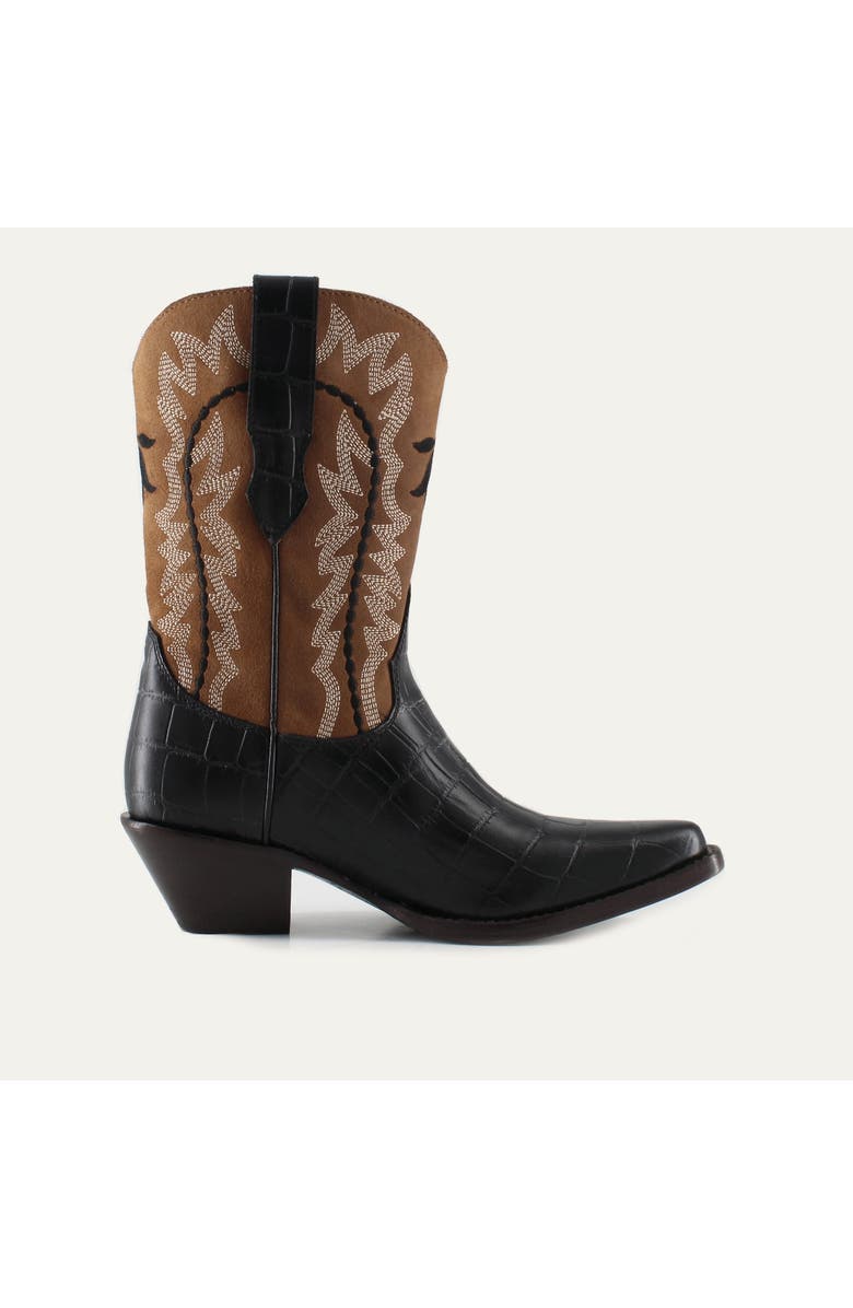 Buck & Brana Bianca Leather Boots, Main, color, Black