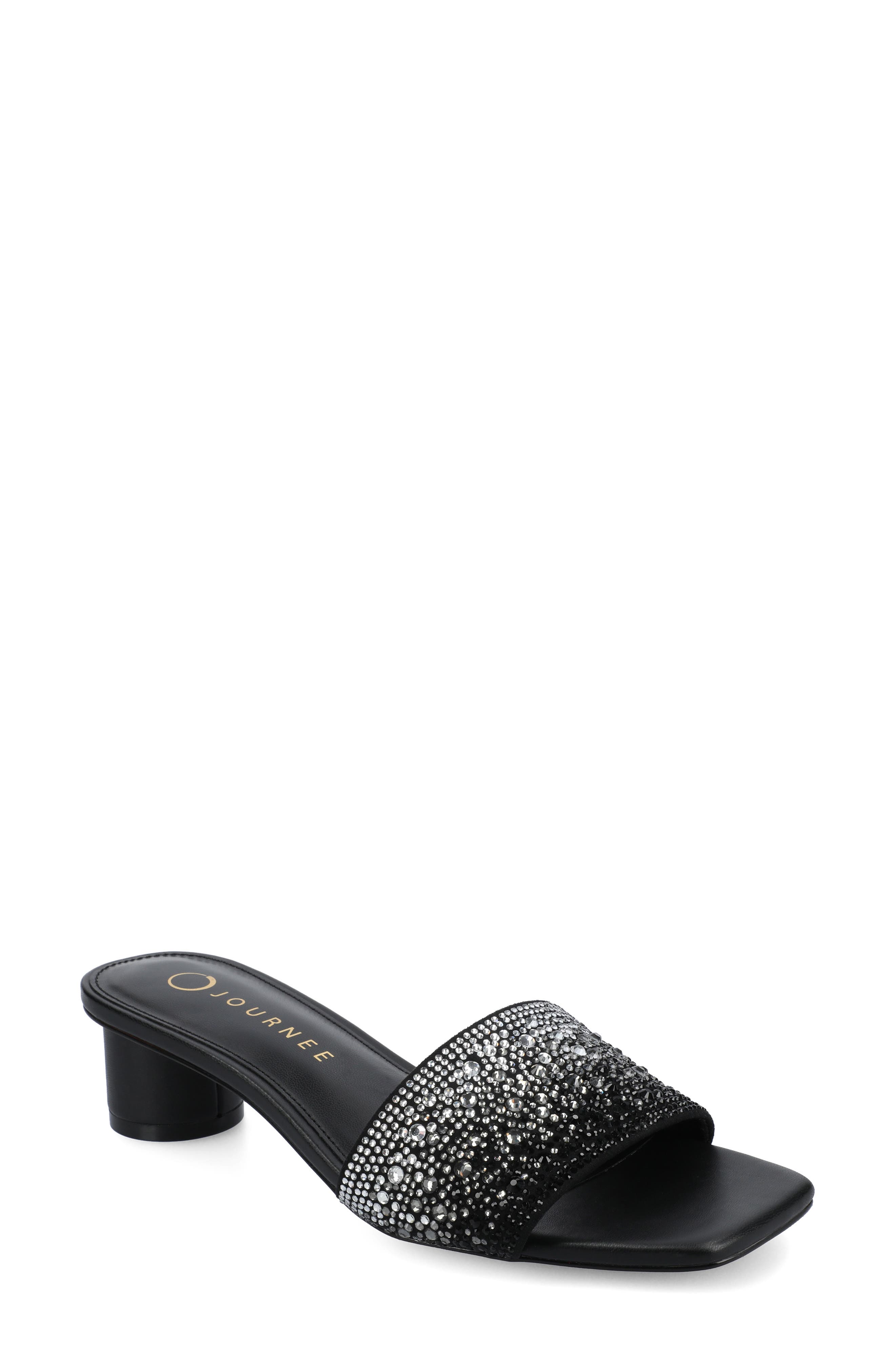 Journee Collection Flora Crystal Embellished Slide Sandal
