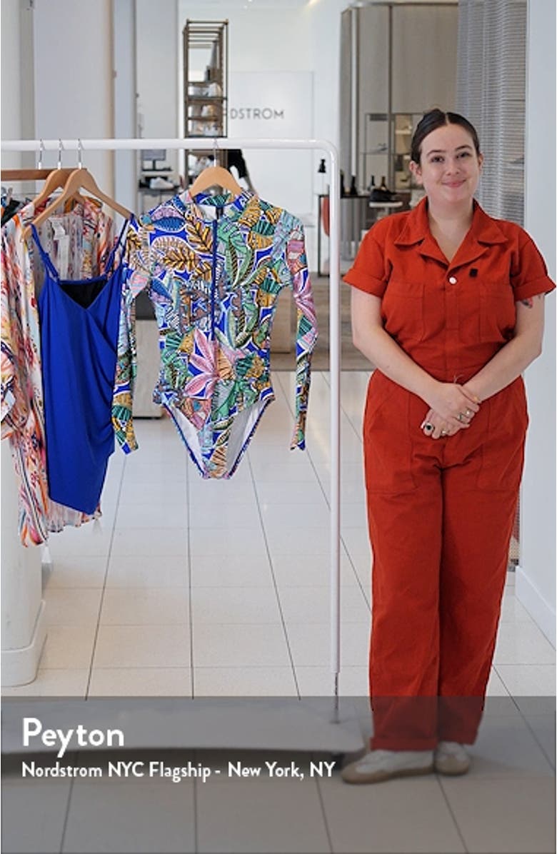 Half Zip Long Sleeve One-Piece Rashguard Swimsuit, sales video thumbnail