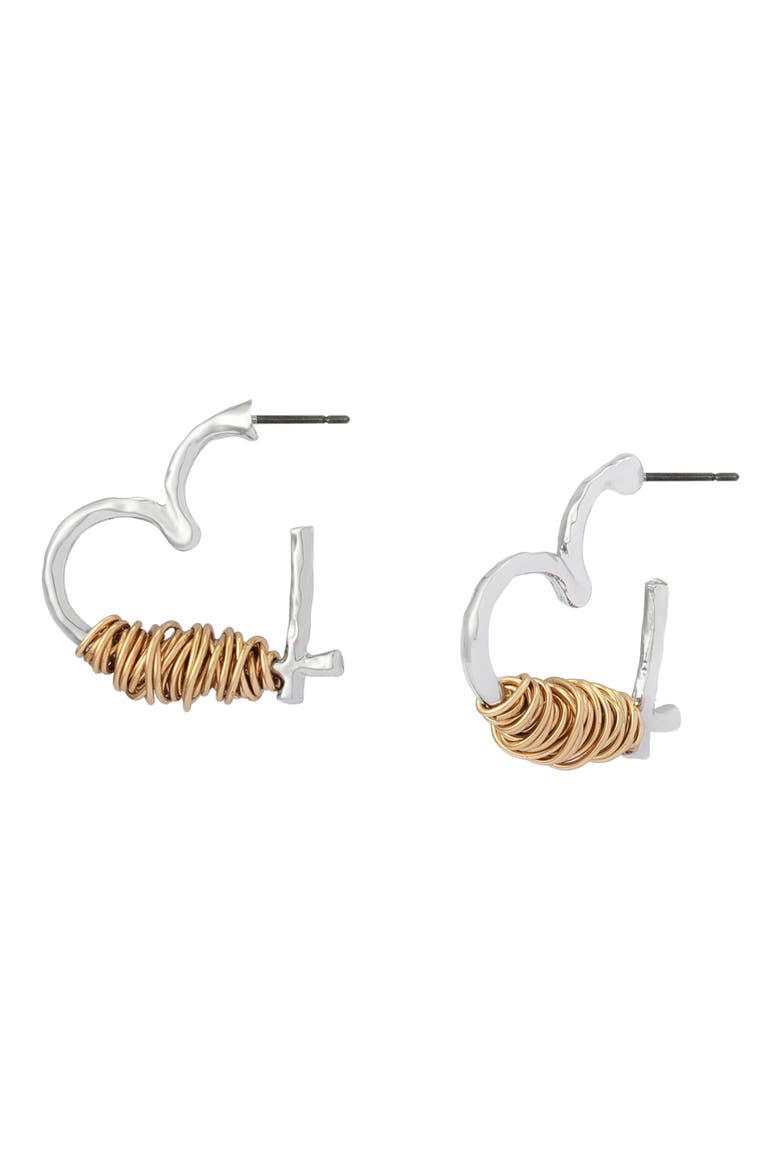 Wire Heart Earrings, Main, color, TWO TONE