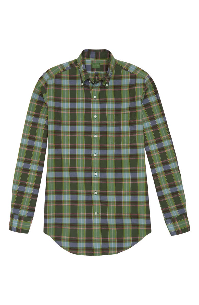 Sid Mashburn Slim Fit Plaid Cotton Madras Button-Down Shirt, Alternate, color, Green/ Red/ Sky Madras