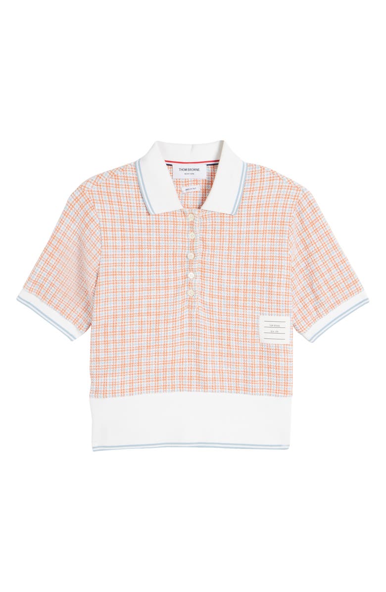 Thom Browne Check Tweed Shrunken Polo, Alternate, color, 