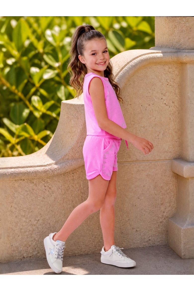 Sweet Sparkle Pink Tank Top and Short Set, Alternate, color, Pink