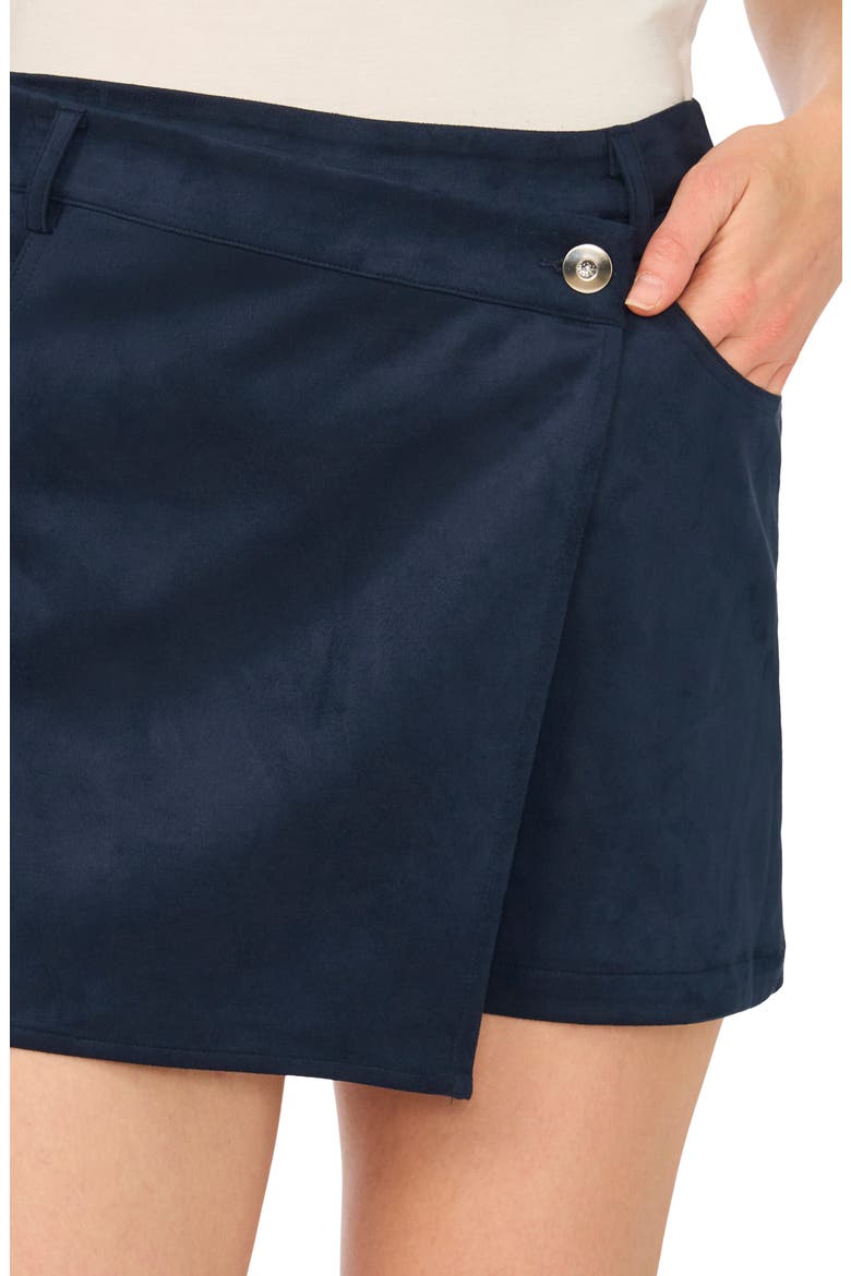 Cross Front Faux Suede Miniskirt Skort, Alternate, color, NAVY CRUSH