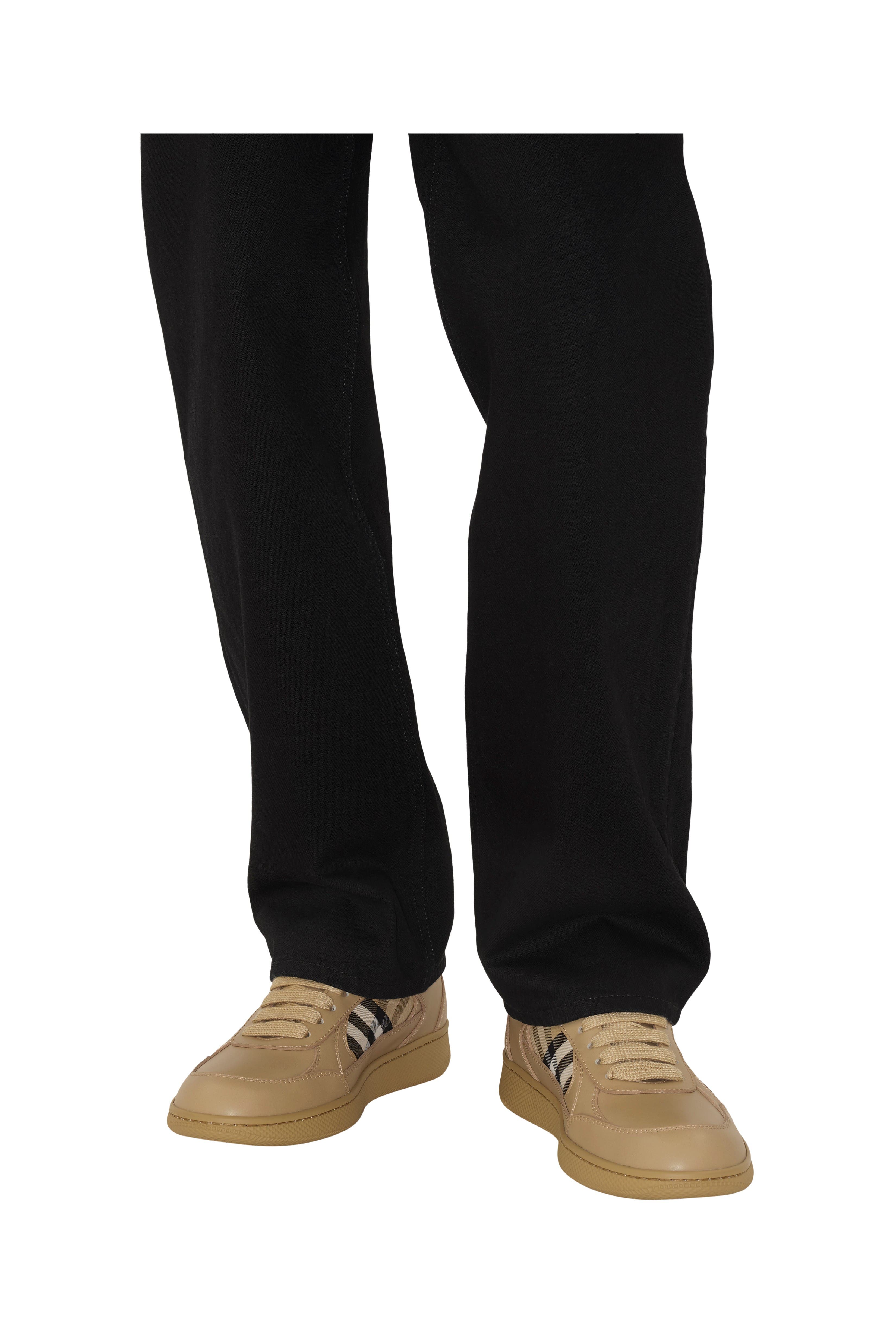 Burberry Leather and Check Terrace Sneakers, Alternate, color, Sand/Sand