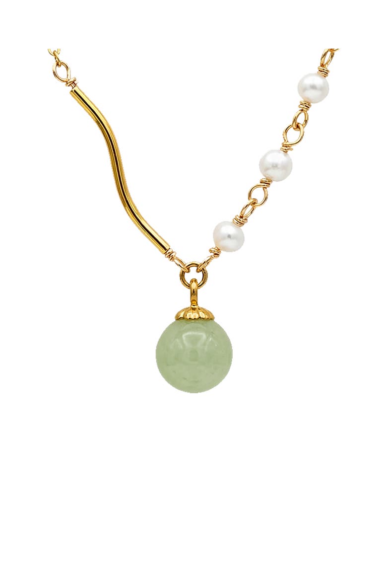 Isla Green jade and freshwater pearl necklace, Main, color, Light green