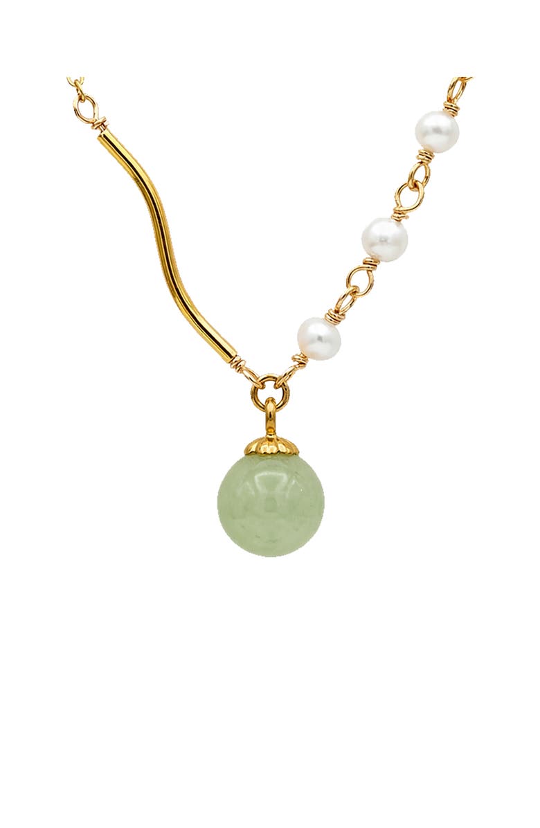 seree Isla Green jade and freshwater pearl necklace, Main, color, Light Green