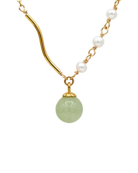 Isla Green jade and freshwater pearl necklace